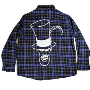 Cakeworthy Disney Dr Facilier Shirt Unisex L Black Plaid Flannel Villains